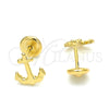 Arete Dormilona 02.09.0159 Oro Laminado, Diseño de Ancla, Pulido, Tono Dorado