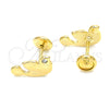 Arete Dormilona 02.09.0161 Oro Laminado, Diseño de Pajaro, Pulido, Tono Dorado