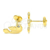 Arete Dormilona 02.09.0161 Oro Laminado, Diseño de Pajaro, Pulido, Tono Dorado