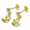 Arete Dormilona 02.09.0162 Oro Laminado, Diseño de Pajaro, Pulido, Tono Dorado