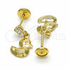 Arete Dormilona 02.09.0162 Oro Laminado, Diseño de Pajaro, Pulido, Tono Dorado