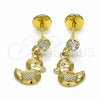 Arete Dormilona 02.09.0162 Oro Laminado, Diseño de Pajaro, Pulido, Tono Dorado