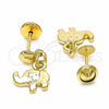 Arete Dormilona 02.09.0167 Oro Laminado, Diseño de Elefante, Pulido, Tono Dorado