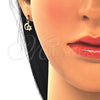 Arete Dormilona 02.09.0168 Oro Laminado, Diseño de Luna y Estrella, con Blanca Zirconia Cubica, Pulido, Tono Dorado