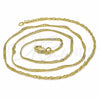 Gargantilla Basica 04.09.0169.18 Oro Laminado, Diseño de Singapore, Pulido, Tono Dorado (18 Inches Length)