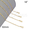 Gargantilla Basica 04.09.0169.18 Oro Laminado, Diseño de Singapore, Pulido, Tono Dorado (18 Inches Length)