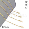 Gargantilla Basica 04.09.0169.18 Oro Laminado, Diseño de Singapore, Pulido, Tono Dorado (18 Inches Length)