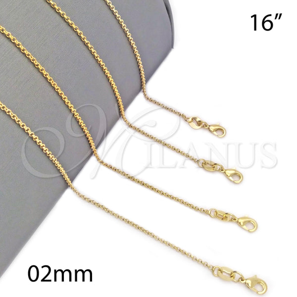 Gargantilla Basica 04.09.0170.1.16 Oro Laminado, Diseño de Rolo, Pulido, Tono Dorado (16 Inches Length)