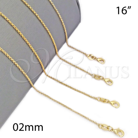 Gargantilla Basica 04.09.0170.1.16 Oro Laminado, Diseño de Rolo, Pulido, Tono Dorado (16 Inches Length)