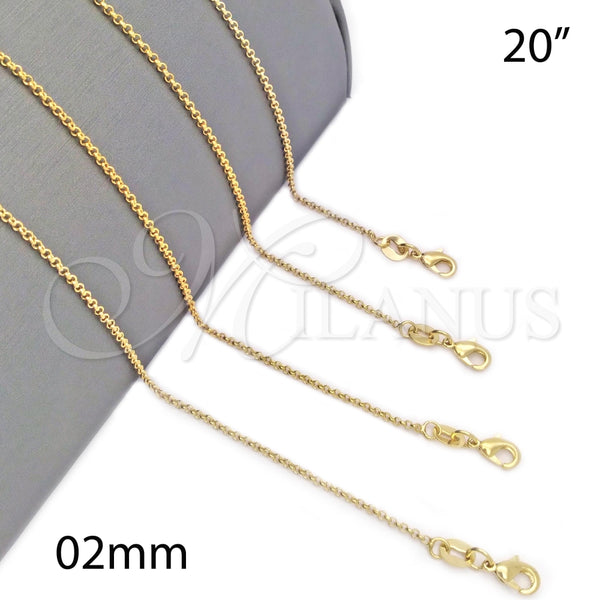 Gargantilla Basica 04.09.0170.1.20 Oro Laminado, Diseño de Rolo, Pulido, Tono Dorado (20 Inches Length)