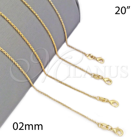 Gargantilla Basica 04.09.0170.1.20 Oro Laminado, Diseño de Rolo, Pulido, Tono Dorado (20 Inches Length)