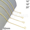Gargantilla Basica 04.09.0170.16 Oro Laminado, Diseño de Rolo, Pulido, Tono Dorado (16 Inches Length)