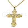 Dije Religioso 05.213.0033 Oro Laminado, Diseño de Crucifijo, Pulido, Tono Dorado