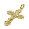 Dije Religioso 05.213.0033 Oro Laminado, Diseño de Crucifijo, Pulido, Tono Dorado
