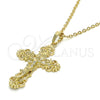 Dije Religioso 05.213.0033 Oro Laminado, Diseño de Crucifijo, Pulido, Tono Dorado