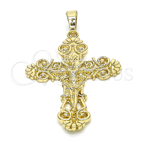 Dije Religioso 05.213.0033 Oro Laminado, Diseño de Crucifijo, Pulido, Tono Dorado