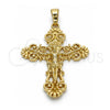 Dije Religioso 05.213.0033 Oro Laminado, Diseño de Crucifijo, Pulido, Tono Dorado