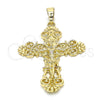 Dije Religioso 05.213.0033 Oro Laminado, Diseño de Crucifijo, Pulido, Tono Dorado