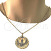 Dije Religioso 05.213.0039 Oro Laminado, Diseño de Guadalupe, Diamantado, Tono Dorado