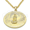 Dije Religioso 05.213.0039 Oro Laminado, Diseño de Guadalupe, Diamantado, Tono Dorado