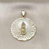 Dije Religioso 05.213.0039 Oro Laminado, Diseño de Guadalupe, Diamantado, Tono Dorado