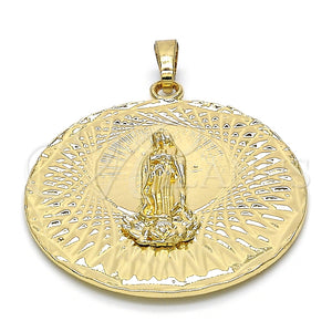 Dije Religioso 05.213.0039 Oro Laminado, Diseño de Guadalupe, Diamantado, Tono Dorado