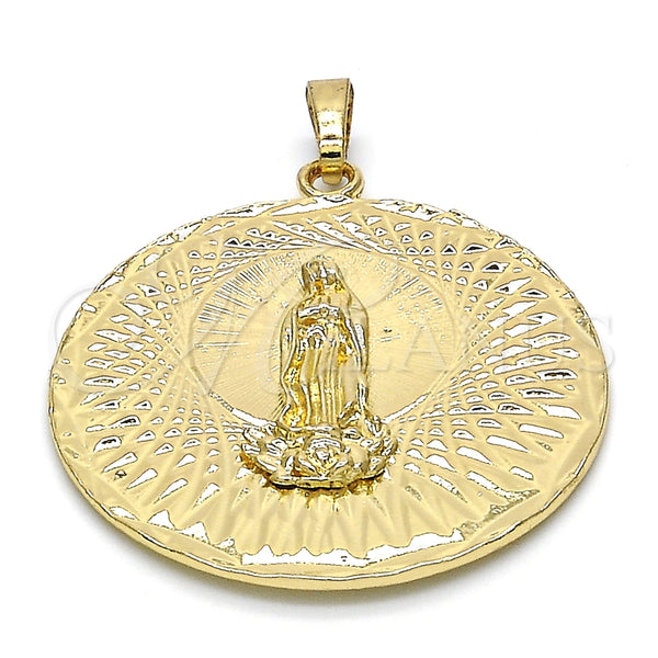 Dije Religioso 05.213.0039 Oro Laminado, Diseño de Guadalupe, Diamantado, Tono Dorado