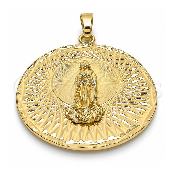 Dije Religioso 05.213.0039 Oro Laminado, Diseño de Guadalupe, Diamantado, Tono Dorado