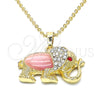 Dije Elegante 05.213.0042 Oro Laminado, Diseño de Elefante, con Granate and Blanca Cristal, Pulido, Tono Dorado