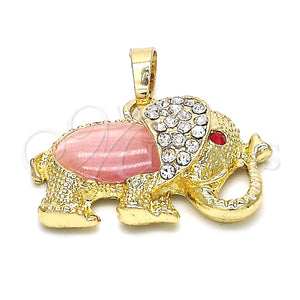 Dije Elegante 05.213.0042 Oro Laminado, Diseño de Elefante, con Granate and Blanca Cristal, Pulido, Tono Dorado