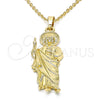 Dije Religioso 05.213.0043 Oro Laminado, Diseño de San Judas, Pulido, Tono Dorado