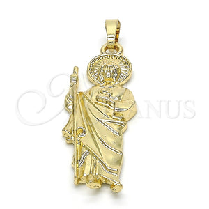 Dije Religioso 05.213.0043 Oro Laminado, Diseño de San Judas, Pulido, Tono Dorado