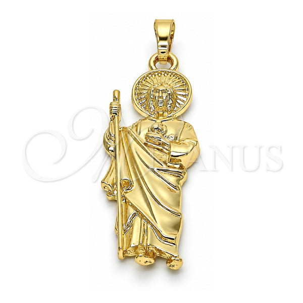 Dije Religioso 05.213.0043 Oro Laminado, Diseño de San Judas, Pulido, Tono Dorado