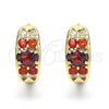 Argolla Huggie 02.316.0028.15 Oro Laminado, con Granate and Blanca Zirconia Cubica, Pulido, Tono Dorado