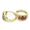 Argolla Huggie 02.316.0028.15 Oro Laminado, con Granate and Blanca Zirconia Cubica, Pulido, Tono Dorado