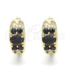 Argolla Huggie 02.316.0028.1.15 Oro Laminado, con Negro and Blanca Zirconia Cubica, Pulido, Tono Dorado