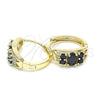 Argolla Huggie 02.316.0028.1.15 Oro Laminado, con Negro and Blanca Zirconia Cubica, Pulido, Tono Dorado