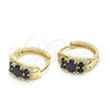 Argolla Huggie 02.316.0028.1.15 Oro Laminado, con Negro and Blanca Zirconia Cubica, Pulido, Tono Dorado