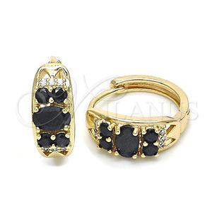 Argolla Huggie 02.316.0028.1.15 Oro Laminado, con Negro and Blanca Zirconia Cubica, Pulido, Tono Dorado