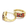Argolla Huggie 02.316.0030.15 Oro Laminado, con Granate Zirconia Cubica, Pulido, Tono Dorado