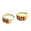 Argolla Huggie 02.316.0030.15 Oro Laminado, con Granate Zirconia Cubica, Pulido, Tono Dorado