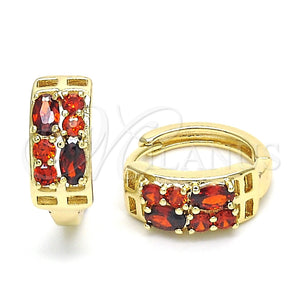Argolla Huggie 02.316.0030.15 Oro Laminado, con Granate Zirconia Cubica, Pulido, Tono Dorado