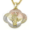 Dije Religioso 05.253.0045 Oro Laminado, Diseño de San Judas, Diamantado, Tres Tonos
