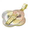 Dije Religioso 05.253.0045 Oro Laminado, Diseño de San Judas, Diamantado, Tres Tonos