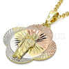 Dije Religioso 05.253.0045 Oro Laminado, Diseño de San Judas, Diamantado, Tres Tonos