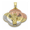 Dije Religioso 05.253.0045 Oro Laminado, Diseño de San Judas, Diamantado, Tres Tonos