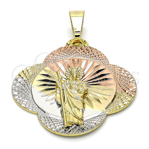 Dije Religioso 05.253.0045 Oro Laminado, Diseño de San Judas, Diamantado, Tres Tonos