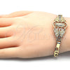 Pulsera Elegante 03.253.0027.07 Oro Laminado, Diseño de Guadalupe y Mariposa, con Blanca Cristal, Pulido, Tono Dorado (05 MM Thickness, 7 Inches Length)