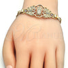 Pulsera Elegante 03.253.0027.07 Oro Laminado, Diseño de Guadalupe y Mariposa, con Blanca Cristal, Pulido, Tono Dorado (05 MM Thickness, 7 Inches Length)
