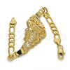 Pulsera Elegante 03.253.0027.07 Oro Laminado, Diseño de Guadalupe y Mariposa, con Blanca Cristal, Pulido, Tono Dorado (05 MM Thickness, 7 Inches Length)